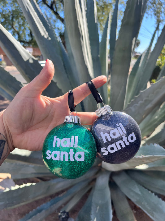 Hail Santa Glitter Christmas Ornament