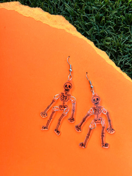 Dancing Skeleton Halloween Earrings