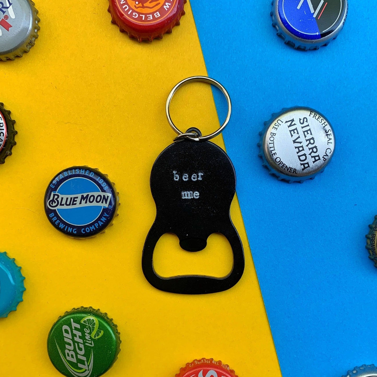 Beer Me Bottle Opener Keychain | Metal Bottle Opener | Hand Stamped Keychain