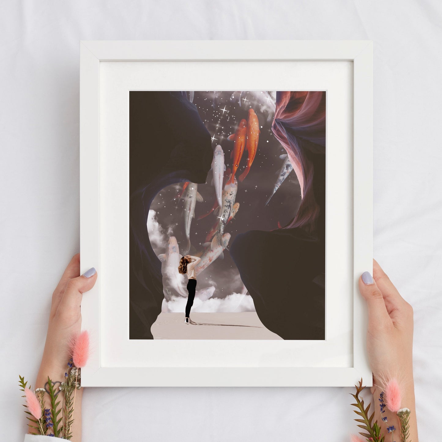 Koi Canyon Surreal Collage Art Print