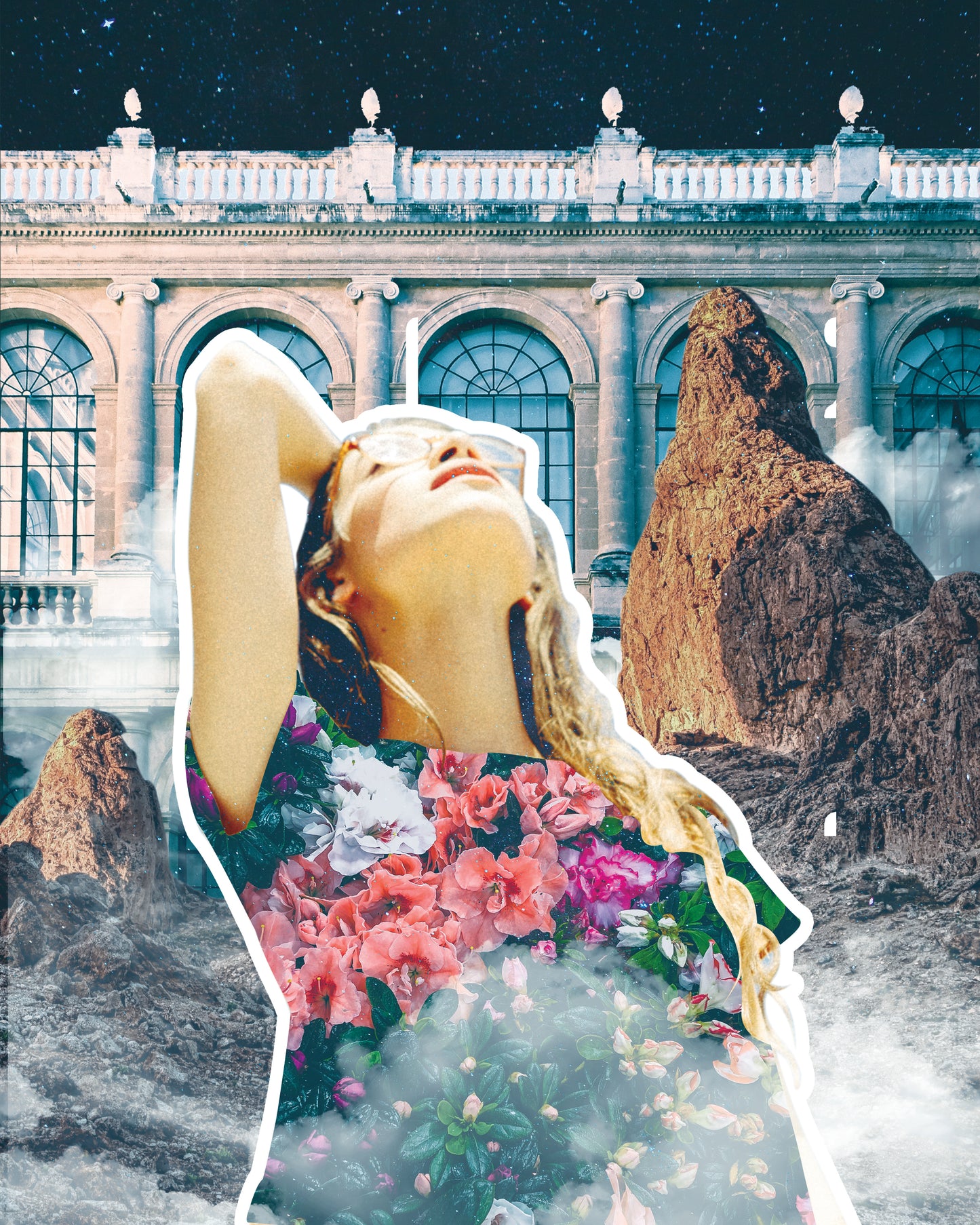 Mansion in the Clouds Surreal Collage Art Print