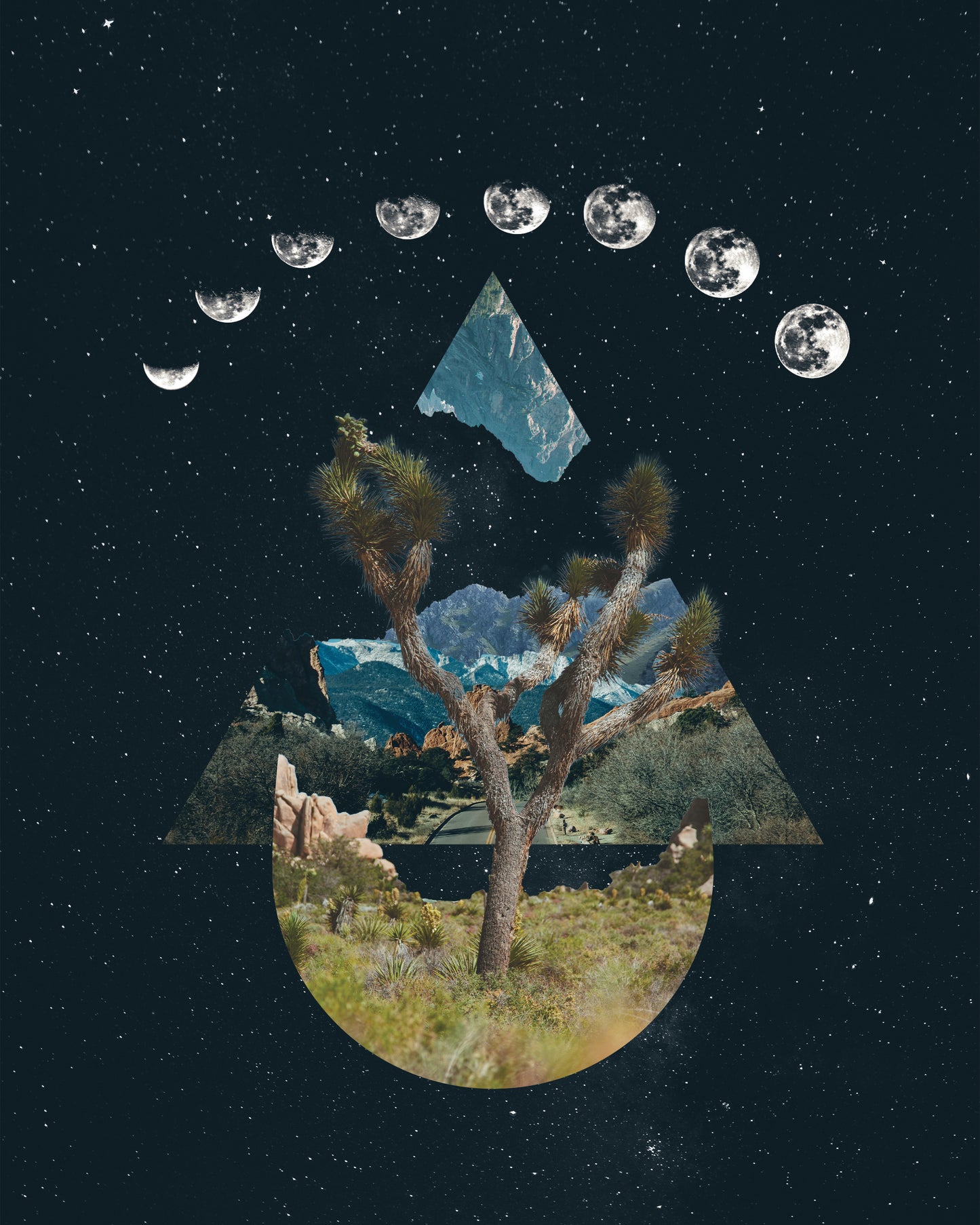 Mountain Phases Surreal Collage Art Print