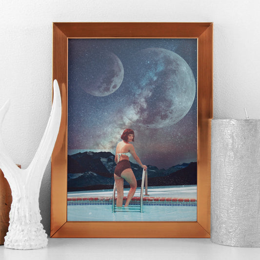 Other World Vacation Surreal Collage Art Print