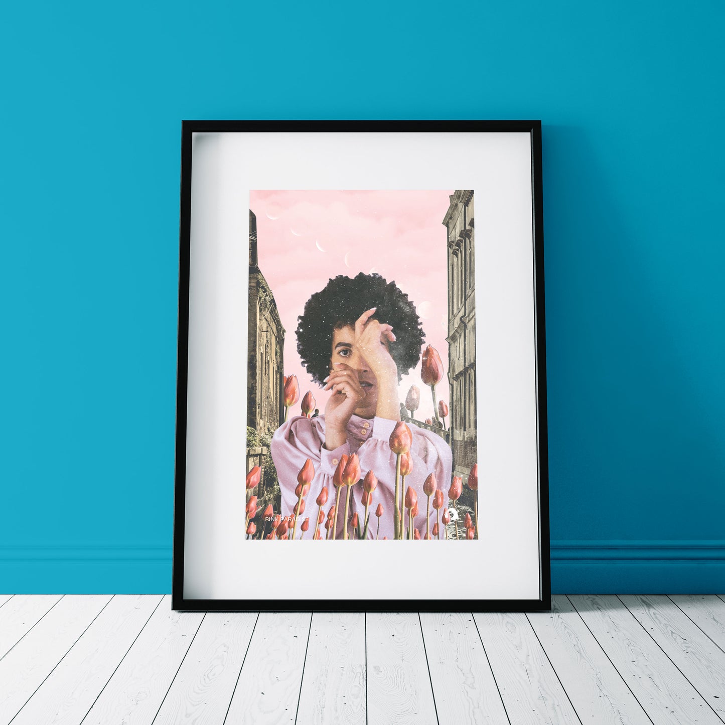 Pink Paradise Surreal Collage Art Print