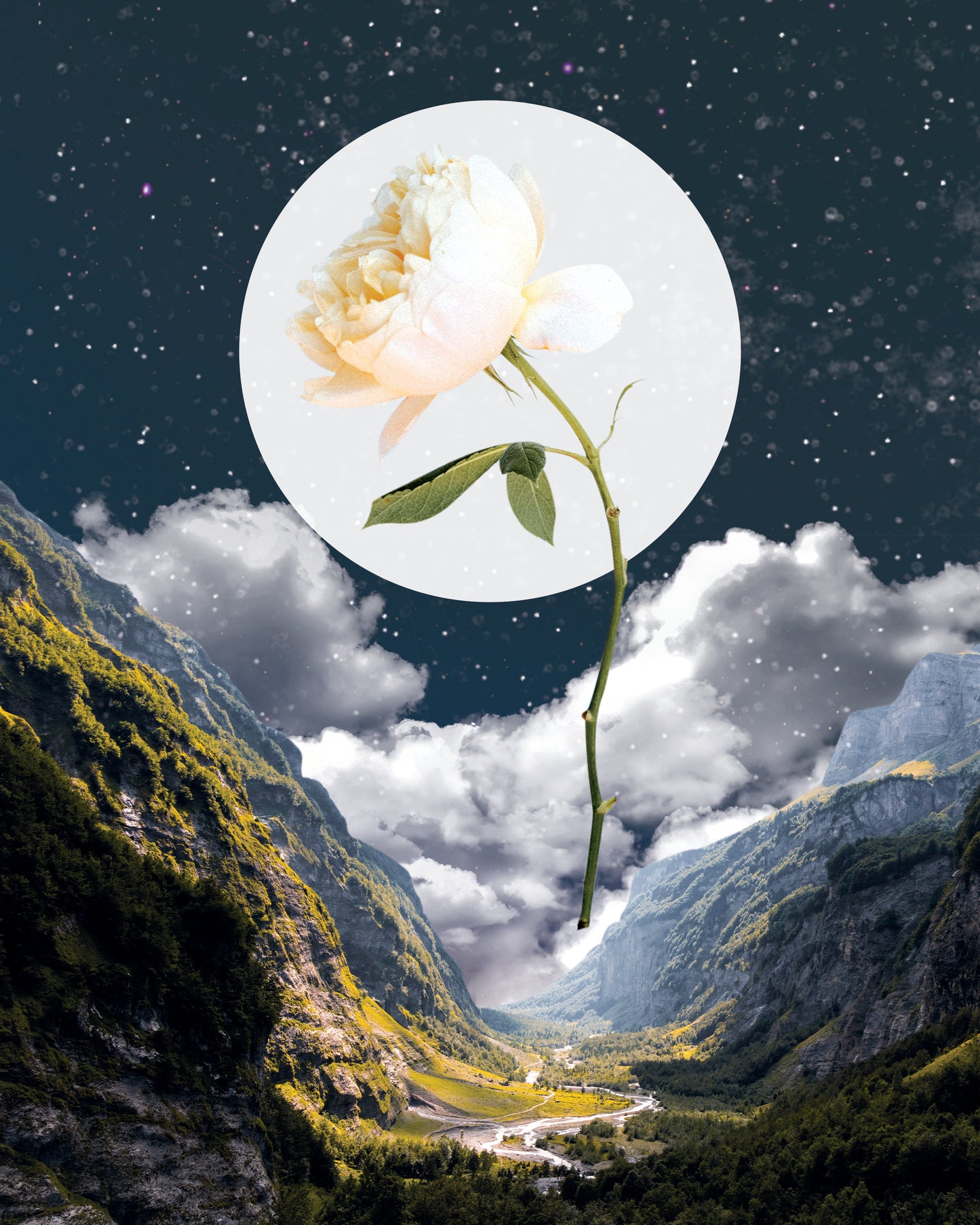 Rose Valley Surreal Collage Art Print