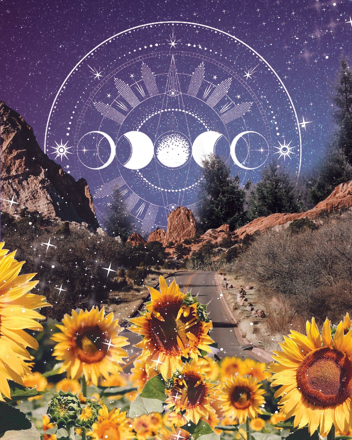 Sunflower Road Surreal Collage Art Print